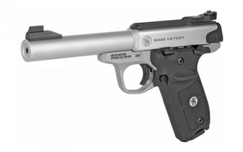 Smith & Wesson SW22 Victory, Target, Massachusetts Compliant, Single Action Only, Semi-automatic, Metal Frame Pistol, Full Size, 22LR, 5.5" Bull Barrel, Stainless Steel, Polymer Grips, Adjustable Target Sights, Manual Thumb Safety 10 Rounds, 2 Magazines 11536