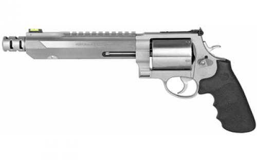 Smith & Wesson Model 460XVR, Performance Center, Double Action/Single Action, Metal Frame Pistol, X-Frame, 460SW, 7.5 Custom Heavy Barrel, Muzzle Brake, Stainless Steel, Rubber Grips, 5 Rounds, Fiber Optic Front Sight, Integral Scope Mount on Barrel, Unfluted Cylinder, Gun Rug & Sling 11626