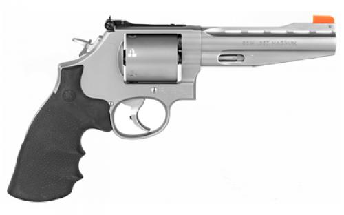 Smith & Wesson Model 686, Performance Center, Double Action/Single Action, Metal Frame Revolver, L-Frame, 357 Magnum, 5" Vent Rib Barrel, Stainless Steel, Synthetic Grip, Adjustable Sights, 7 Rounds, Performance Center Speed Release Thumbpiece, Unfluted Cylinder 11760