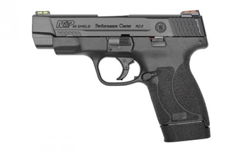 Smith & Wesson Shield M2.0, Performance Center, Striker Fired, Semi-automatic, Polymer Frame Pistol, Micro-Compact, 45 ACP, 4 Barrel, Armornite Finish, Black, HiViz Fiber Optic Sights, No Thumb Safety, Performance Center Tuned Action, Cleaning Kit, 2 Magazines, (1) 6-Round and (1) 7-Round 11864