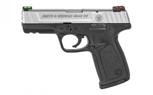 Smith & Wesson SD40VE, Striker Fired, Semi-automatic, Polymer Frame Pistol, Full Size, 40 S&W, 4 Barrel, Stainless Slide, Black Frame, HiViz Fiber Optic Sights, 10 Rounds, Loaded Chamber Indicator, 2 Magazines 11908