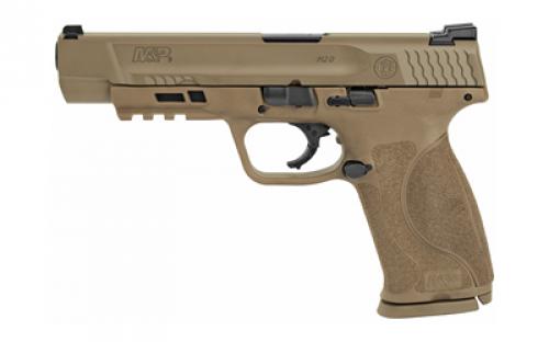 Smith & Wesson M&P M2.0, Striker Fired, Semi-automatic, Polymer Frame Pistol, Full Size, 9MM, 5 Barrel, Armornite Finish, Flat Dark Earth, Fixed Sights, 17 Rounds, 2 Magazines 11989