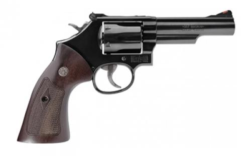 Smith & Wesson Model 19, Classic, Double Action/Single Action, Metal Frame Revolver, K-Frame, 357 Magnum/38 Special +P, 4.25" Barrel, Carbon Steel Frame, Blue Finish, Wood Grips, Red Ramp Front Sight, Adjustable Rear Sight, 6 Rounds 12040