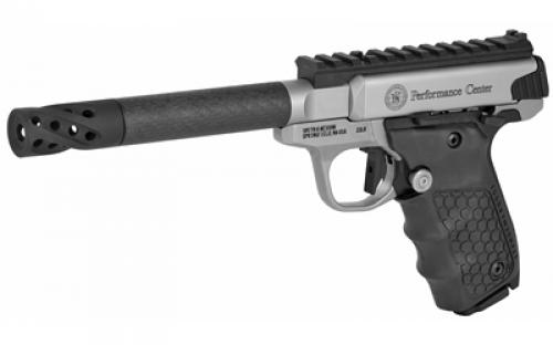 Smith & Wesson SW22 Victory, Target, Performance Center, Single Action Only, Semi-Automatic, Metal Frame Pistol, Full Size, 22LR, 6" Target Carbon Fiber Barrel, Muzzle Brake, Stainless Steel, Glass Bead Finish, Tandemkross "hiveGrips" with Target Thumbrest Grip, Manual Thumb Safety, 10 Rounds, Optics Ready, 2 Magazines 12080