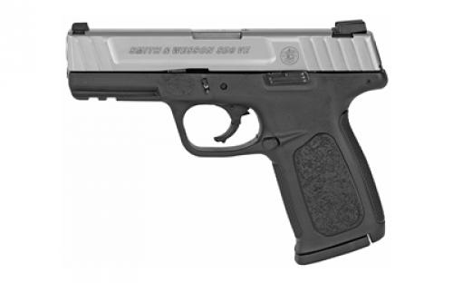 Smith & Wesson SD9VE, Striker Fired, Semi-automatic, Polymer Frame Pistol, Full Size, 9MM, 4 Barrel, Stainless Slide, Black Frame, Fixed Sights, 10 Rounds, 2 Magazines 123900