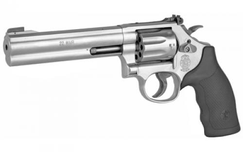 Smith & Wesson Model 648, Double Action, Metal Frame Revolver, K-Frame, 22 WMR, 6" Barrel, Stainless Steel, Synthetic Grip, Adjustable Sights, 8 Rounds, Integral Locking System 12460