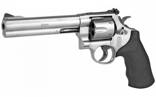 Smith & Wesson Model 610, Massachusetts Compliant, Double Action, Metal Frame Revolver, N-Frame, 10MM, 6.5" Barrel, Stainless Steel, Matte Finish, Synthetic Grips, Adjustable Rear Sight, 6 Rounds, (3) 6-Shot Moon Clips 12462