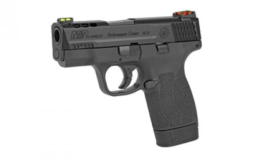 Smith & Wesson Shield M2.0, Performance Center, Semi-automatic, Striker Fired, Micro-Compact, 45 ACP, 3.3" Ported Barrel, Armornite Finish, Black, HiViz Fiber Optic Sights, No Thumb Safety, 2 Magazines, (1) 6-Round and (1) 7-Round, Performance Center Tuned Action, Cleaning Kit 12473