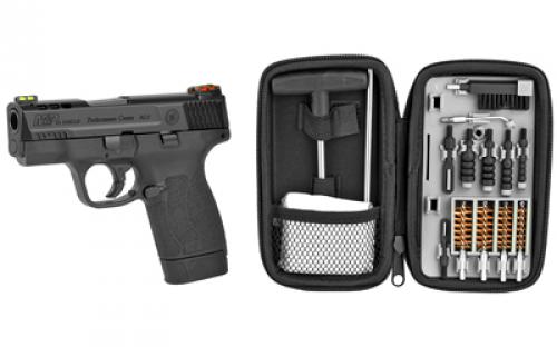 Smith & Wesson Shield M2.0, Performance Center, Semi-automatic, Striker Fired, Micro-Compact, 45 ACP, 3.3" Ported Barrel, Armornite Finish, Black, HiViz Fiber Optic Sights, No Thumb Safety, 2 Magazines, (1) 6-Round and (1) 7-Round, Performance Center Tuned Action, Cleaning Kit 12473