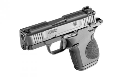 Smith & Wesson CSX, Single Action, Semi-automatic, Metal Frame Pistol, Micro Compact, 9MM, 3.1" Barrel, Aluminum Alloy, Armornite Finish, Black, 3 Dot Sights, Integrated Trigger Safety and Ambidextrous Thumb Safety, 12 Rounds, 2 Magazines, (1) 12-Round & (1) 10-Round, Interchangeable Backstraps and Swappable Magazine Release Button 12615