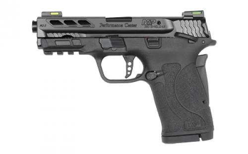 Smith & Wesson Shield M2.0 M&P380 EZ, Performance Center, Internal Hammer Fired, Semi-automatic, Polymer Frame Pistol, Micro-Compact, 380 ACP, 3.8 Ported Barrel, Armornite Finish, Black, HiViz Litewave H3 Fiber Optic/Tritium Sights, Manual Thumb Safety, 8 Rounds, 2 Magazines, Cleaning Kit, Lightning Cuts 12717