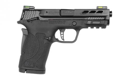 Smith & Wesson Shield M2.0 M&P380 EZ, Performance Center, Internal Hammer Fired, Semi-automatic, Polymer Frame Pistol, Micro-Compact, 380 ACP, 3.8" Ported Barrel, Armornite Finish, Black, HiViz Litewave H3 Fiber Optic/Tritium Sights, Manual Thumb Safety, 8 Rounds, 2 Magazines, Cleaning Kit, Lightning Cuts 12717
