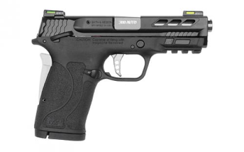 Smith & Wesson Shield M2.0 M&P380 EZ, Performance Center, Internal Hammer Fired, Semi-automatic, Polymer Frame Pistol, Micro-Compact, 380 ACP, 3.8" Ported Barrel, Armornite Finish, Black with Silver Accents, HiViz Litewave H3 Fiber Optic/Tritium Sights, Manual Thumb Safety, 8 Rounds, Cleaning Kit, Lightning Cuts, 2 Magazines 12718