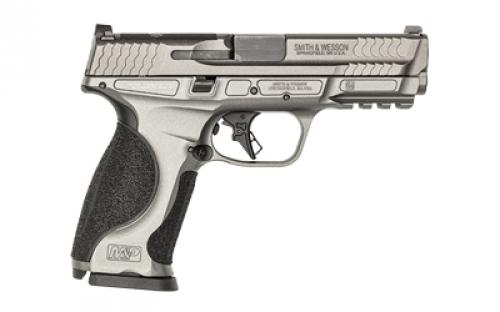 Smith & Wesson M&P9 M2.0 Metal, Striker Fired, Semi-automatic, Aluminum Frame Pistol, Compact, 9MM, 4.25" Barrel, Cerakote Finish, Tungsten Gray, Fixed Sights, No Manual Safety, Interchangeable Grip Inserts, Optics Ready, 17 Rounds, 2 Magazines 13194