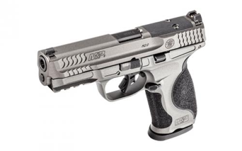 Smith & Wesson M&P9 M2.0 Metal, Striker Fired, Semi-automatic, Aluminum Frame Pistol, Compact, 9MM, 4.25" Barrel, Cerakote Finish, Tungsten Gray, Fixed Sights, No Manual Safety, Interchangeable Grip Inserts, Optics Ready, 17 Rounds, 2 Magazines 13194