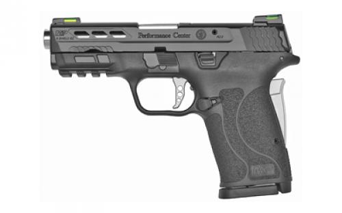 Smith & Wesson M&P9 Shield EZ, Performance Center, Internal Hammer Fired, Semi-automatic, Polymer Frame Pistol, Micro-Compact, 9MM, 3.8 Ported Barrel, Armornite Finish, Black Frame with Silver Accents, HiViz Litewave H3 Tritium/Lightpipe Sights, Manual Thumb Safety, 8 Rounds, Performance Center Aluminum Trigger, Cleaning Kit, 2 Magazines 13225