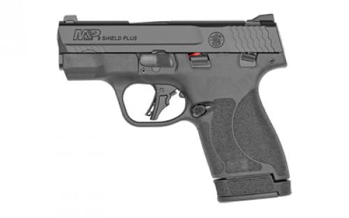 Smith & Wesson Shield Plus, M&P9, Semi-automatic, Striker Fired Polymer Frame Pistol, Micro-Compact, 9MM, 3.1 Barrel, Armornite Finish, Black, White Dot Sights, Manual Thumb Safety, Flat Face Trigger, 2 Magazines, (1) 10-Round (1) 13-Round 13246