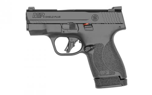 Smith & Wesson M&P9, Shield Plus, Striker Fired, Semi-automatic, Polymer Frame Pistol, Micro-Compact, 9MM, 3.1 Barrel, Armornite Finish, Black, Tritium Night Sights, No Thumb Safety, Flat Face Trigger, 3 Magazines, (2) 13-Round and (1) 10-Round 13250