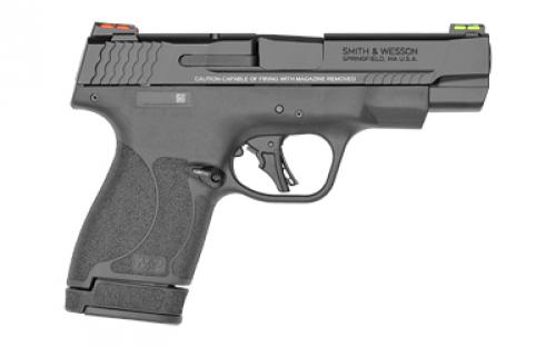 Smith & Wesson M&P9, Shield Plus, Performance Center, Striker Fired, Semi-automatic, Polymer Frame Pistol, Micro-Compact, 9MM, 4" Barrel, Armornite Finish, Black, Fiber Optic Sights, No Thumb Safety, Flat Face Trigger, 2 Magazines, (1) 10-Round and (1) 13-Round 13252