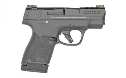 Smith & Wesson M&P9, Shield Plus, Performance Center, Striker Fired, Polymer Frame Pistol, Micro-Compact, 9MM, 3.1" Ported Barrel, Armornite Finish, Black, Manual Thumb Safety, Fiber Optic Sights, Flat Face Trigger, 2 Magazines, (1) 10-Round and (1) 13-Round 13254