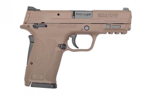 Smith & Wesson M&P9 SHIELD EZ M2.0, Internal Hammer Fired, Semi-automatic, Polymer Frame Pistol, Micro-Compact, 9MM, 3.675" Barrel, Armornite Finish, Flat Dark Earth, 3-Dot Sights, Manual Thumb Safety, 8 Rounds, 2 Magazines 13314