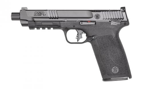 Smith & Wesson M&P, Semi-automatic, Internal Hammer Fired, Full Size, 5.7X28MM, 5 Threaded Barrel, Optics Ready, Manual Thumb Safety, Optic Height Sights, Black, 22 Rounds, 2 Magazines 13347