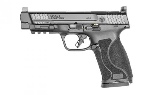 Smith & Wesson M&P M2.0, Striker Fired, Semi-automatic, Polymer Frame Pistol, Full Size, 10MM, 4.6 Barrel, Armornite Finish, Black, Optic Height White 3 Dot Sights, No Thumb Safety, 15 Rounds, Optics Ready Slide, 2 Magazines 13387