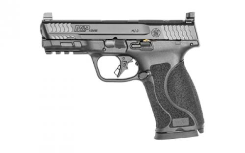Smith & Wesson M&P M2.0, Striker Fired, Semi-automatic, Polymer Frame Pistol, Full Size, 10MM, 4 Barrel, Armornite Finish, Black, Optic Height White 3 Dot Sights, No Thumb Safety, 15 Rounds, Optics Ready Slide, 2 Magazines 13389