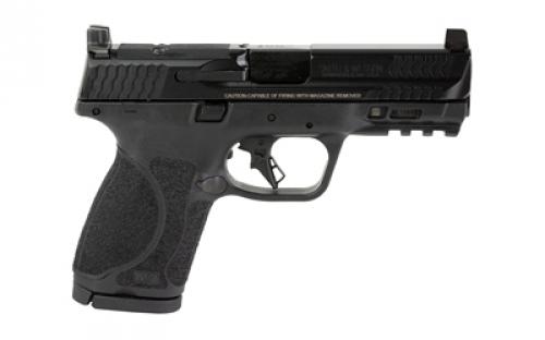 Smith & Wesson M&P M2.0, Striker Fired, Semi-automatic, Polymer Frame Pistol, Compact, 9MM, 4" Barrel, Armornite Finish, Black, Optic Height Sights, Optics Ready, No Manual Safety, Flat Face Trigger with Integrated Trigger Safety, 15 Rounds, 2 Magazines 13563