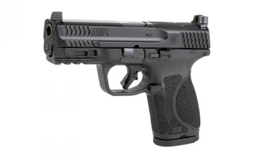 Smith & Wesson M&P M2.0, Striker Fired, Semi-automatic, Polymer Frame Pistol, Compact, 9MM, 4" Barrel, Armornite Finish, Black, Optic Height Sights, Optics Ready, No Manual Safety, Flat Face Trigger with Integrated Trigger Safety, 15 Rounds, 2 Magazines 13563
