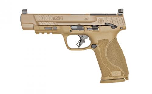 Smith & Wesson M&P9 M2.0, Striker Fired, Semi-automatic, Polymer Frame Pistol, Full Size, 9MM, 5 Barrel, Optics Ready, Armornite Finish, Flat Dark Earth, Aggressive Grip Texture, 3 Dot Sights, 17 Rounds, 2 Magazines 13569