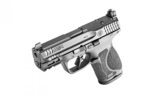 Smith & Wesson M&P M2.0, Striker Fired, Semi-automatic, Polymer Frame Pistol, Compact, 9MM, 3.6" Barrel, Armornite Finish, Black, Optic Height Sights, Optics Ready, No Thumb Safety, Flat Face Trigger with Integrated Trigger Safety, 15 Rounds, 2 Magazines, Includes 4 Interchangeable Grips 13571