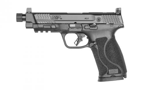 Smith & Wesson M&P45 M2.0, Striker Fired, Semi-automatic, Polymer Frame Pistol, Full Size, 45ACP, 5.125 Threaded Barrel, .578 x 28 Pitch, Armornite Finish, Black, Optic Height Sights, Optics Ready Slide, No Manual Safety, Flat Face Trigger with Integrated Trigger Safety, 10 Rounds, 2 Magazines 13586