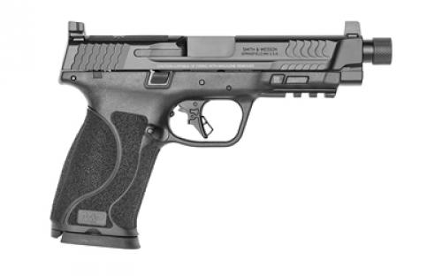 Smith & Wesson M&P45 M2.0, Striker Fired, Semi-automatic, Polymer Frame Pistol, Full Size, 45ACP, 5.125" Threaded Barrel, .578 x 28 Pitch, Armornite Finish, Black, Optic Height Sights, Optics Ready Slide, No Manual Safety, Flat Face Trigger with Integrated Trigger Safety, 10 Rounds, 2 Magazines 13586