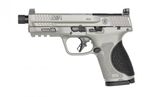 Smith & Wesson M&P M2.0 Spec Series, Semi-automatic, Striker Fired Polymer Frame Pistol, Compact, 9MM, 4.6 Threaded Barrel, Cerakote Finish, Bull-Shark Gray, Flat Faced Trigger, (1) 15 Round Magazine, (2) 23 Round Magazines, Optics Ready, Non-Manual Safety, Optic Height Sights, Includes Knife, Challenge Coin 13625