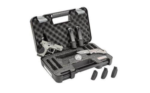 Smith & Wesson M&P M2.0 Spec Series, Semi-automatic, Striker Fired Polymer Frame Pistol, Compact, 9MM, 4.6" Threaded Barrel, Cerakote Finish, Bull-Shark Gray, Flat Faced Trigger, (1) 15 Round Magazine, (2) 23 Round Magazines, Optics Ready, Non-Manual Safety, Optic Height Sights, Includes Knife, Challenge Coin 13625