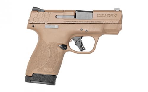 Smith & Wesson M&P9, Shield Plus, Striker Fired, Semi-automatic, Polymer Frame Pistol, Micro-Compact, 9MM, 3.1 Barrel, Armornite Finish, Flat Dark Earth, White Dot Sights, No Thumb Safety, Flat Face Trigger, 2 Magazines, (1) 10-Round and (1) 13-Round 13634