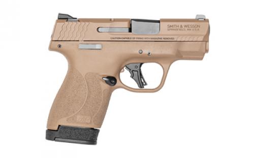 Smith & Wesson M&P9, Shield Plus, Striker Fired, Semi-automatic, Polymer Frame Pistol, Micro-Compact, 9MM, 3.1 Barrel, Armornite Finish, Flat Dark Earth, White Dot Sights, Manual Thumb Safety, Flat Face Trigger, 2 Magazines, (1) 10-Round (1) 13-Round 13635