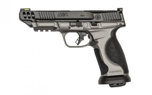 Smith & Wesson M&P M2.0, Competitor, Striker Fired, Semi-automatic, Full Size, Metal Frame Pistol, 9MM, 5 Barrel, Cerakote Finish, Tungsten Gray Stainless Steel Frame, Armornite Finish Slide and Barrel, Optics Ready, Non-Manual Safety, Fiber Optic Front Sight, Blacked out Rear Sight, 10 Rounds, 4 Magazines 13717