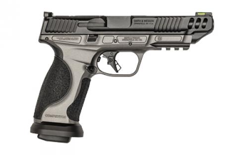 Smith & Wesson M&P M2.0, Competitor, Striker Fired, Semi-automatic, Full Size, Metal Frame Pistol, 9MM, 5" Barrel, Cerakote Finish, Tungsten Gray Stainless Steel Frame, Armornite Finish Slide and Barrel, Optics Ready, Non-Manual Safety, Fiber Optic Front Sight, Blacked out Rear Sight, 17 Rounds, 4 Magazines 13718