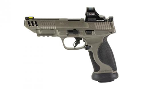 Smith & Wesson Performance Center M&P9 M2.0 Competitor, Striker Fired, Semi-automatic, Metal Frame Pistol, Full Size, 9mm, 5 Barrel, Cerakote Finish, Tungsten Gray, Ported Slide, Fiber Optic Front Sight, Serrated Blacked Out Rear Sight, 17 Rounds, 4 Magazines, Includes HS407C X2 Red Dot Optic 13954