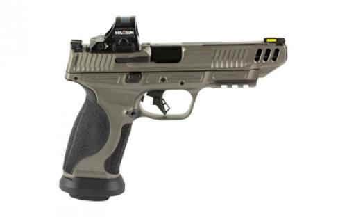 Smith & Wesson Performance Center M&P9 M2.0 Competitor, Striker Fired, Semi-automatic, Metal Frame Pistol, Full Size, 9mm, 5" Barrel, Cerakote Finish, Tungsten Gray, Ported Slide, Fiber Optic Front Sight, Serrated Blacked Out Rear Sight, 17 Rounds, 4 Magazines, Includes HS407C X2 Red Dot Optic 13954