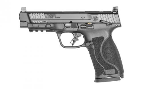 Smith & Wesson M&P M2.0, Striker Fired, Semi-automatic, Polymer Frame Pistol, Full Size, 10MM, 4.6 Barrel, Armornite Finish, Black, Optic Height Night Sights, Manual Thumb Safety, 15 Rounds, 2 Magazines, Includes Vortex Venom Red Dot 13962