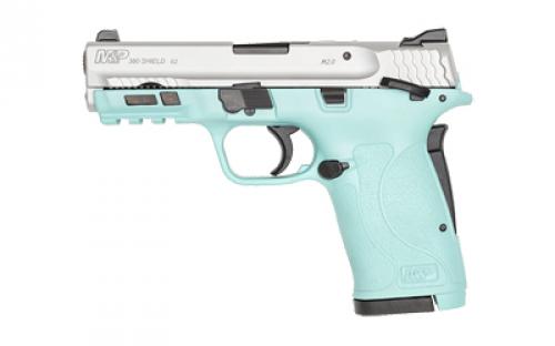 Smith & Wesson M&P 380 SHIELD EZ M2.0, Internal Hammer Fired, Semi-automatic Pistol, Polymer Frame Pistol, Micro-Compact, 380ACP, 3.675 Barrel, Cerakote Finish, Silver Slide, Robins Egg Blue Frame, 3-Dot Sights, Manual Thumb Safety, 8 Rounds, 2 Magazines 14020