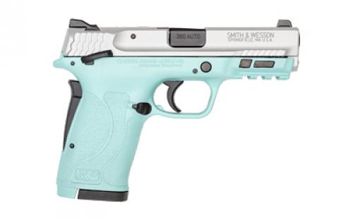 Smith & Wesson M&P 380 SHIELD EZ M2.0, Internal Hammer Fired, Semi-automatic Pistol, Polymer Frame Pistol, Micro-Compact, 380ACP, 3.675" Barrel, Cerakote Finish, Silver Slide, Robins Egg Blue Frame, 3-Dot Sights, Manual Thumb Safety, 8 Rounds, 2 Magazines 14020