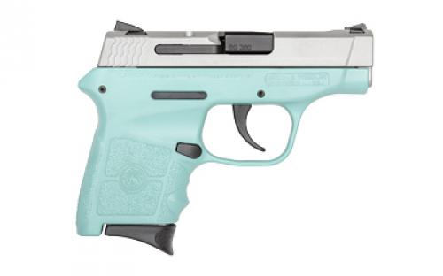 Smith & Wesson M&P Bodyguard, Double Action Only, Semi-Automatic, Polymer Frame Pistol, Sub-Compact, 380ACP, 2.75" Barrel, Cerakote Finish, Silver Slide, Robins Egg Blue Frame, Fixed Sights, 6 Round, 2 Magazines 14023