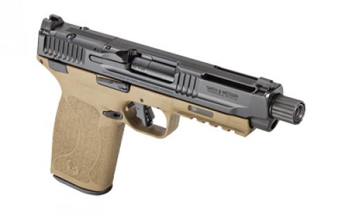 Smith & Wesson M&P, Semi-automatic, Internal Hammer Fired, Full Size, 5.7X28MM, 5" Threaded Barrel, Optics Ready, No Manual Thumb Safety, Optic Height Sights, Flat Dark Earth Frame, Black Slide, 22 Rounds, 2 Magazines 14078