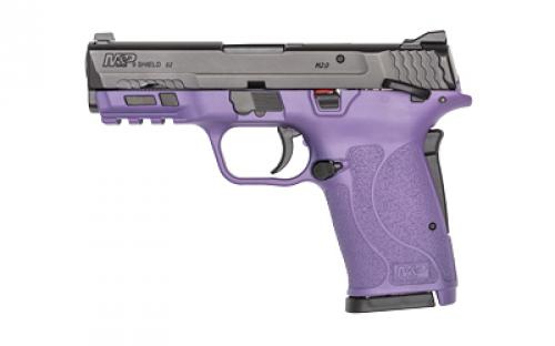 Smith & Wesson M&P9 SHIELD EZ M2.0, Internal Hammer Fired, Semi-automatic, Polymer Frame Pistol, Micro-Compact, 9MM, 3.68 Barrel, Cerakote Finish, Black Slide, Purple Frame, 3-Dot Sights, Manual Thumb Safety, 8 Rounds, 2 Magazines, BLEM (Damaged Case) 14094