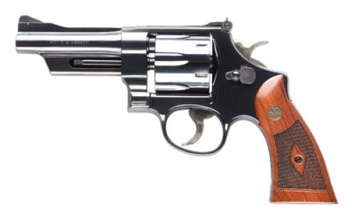 Smith & Wesson Model 27, Classic, Double Action, Metal Frame Revolver, N-Frame, 357 Magnum, 4 Barrel, Carbon Steel, Blued Finish, Adjustable Sights, Walnut Grips, 6 Rounds 150339