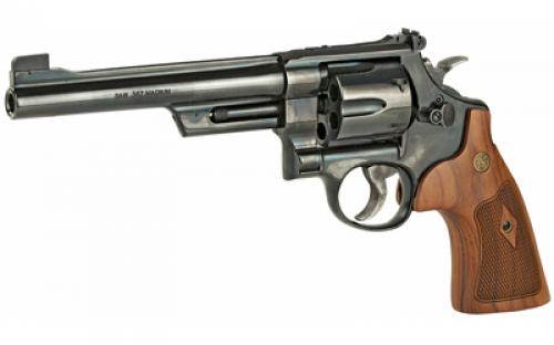 Smith & Wesson Model 27, Classic, Double Action, Metal Frame Revolver, N-Frame, 357 Magnum, 6.5" Barrel, Carbon Steel, Blued Finish, Adjustable Sights, Walnut Grips, 6 Rounds 150341